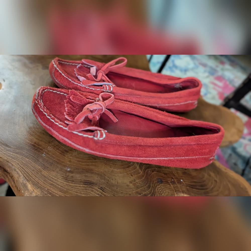 Ralph Lauren Vintage Red Suede Moccasins House Shoes